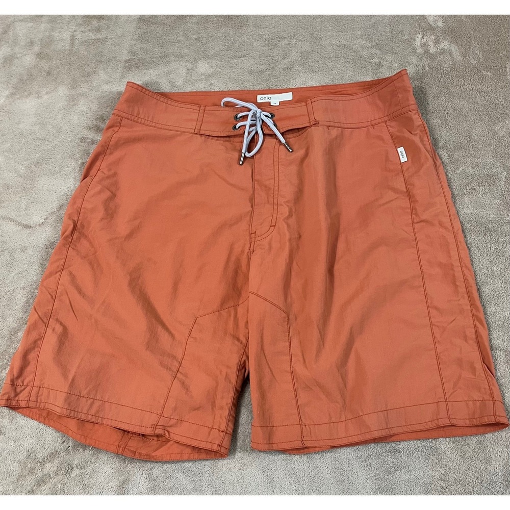 Onia Nylon Short Men Size 34(36) Rust Orange Drawstrings 8" Casual Preppy EUC